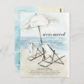 Strandstühle in Aquarellform - Ankündigung Postkarte (Vorne/Hinten)