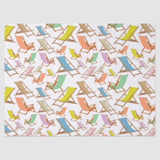 STRANDSTÜHLE IN VIELEN FARBEN  SEIDENPAPIER (Vorderseite)