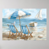 Strandstühle Küstenwandkunst | Poster (Vorne)