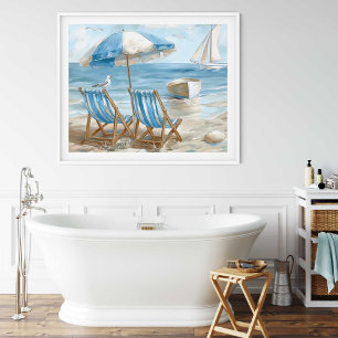 Strandstühle Küstenwandkunst Poster