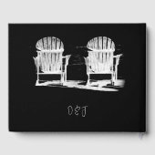 Strandstühle, schwarz-weiß Hochzeit Gästebuch (Rückseite)