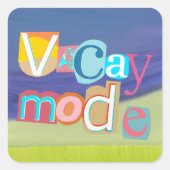 Strandstyle Retro-Urlaubsmodus Quadratischer Aufkleber (Vorderseite)