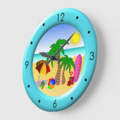 Strandsun-Meer und Brandungs-Spaß-große blaue Große Wanduhr (Winkel)