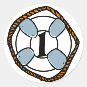 Strandsurf zum ersten Geburtstag Runder Aufkleber