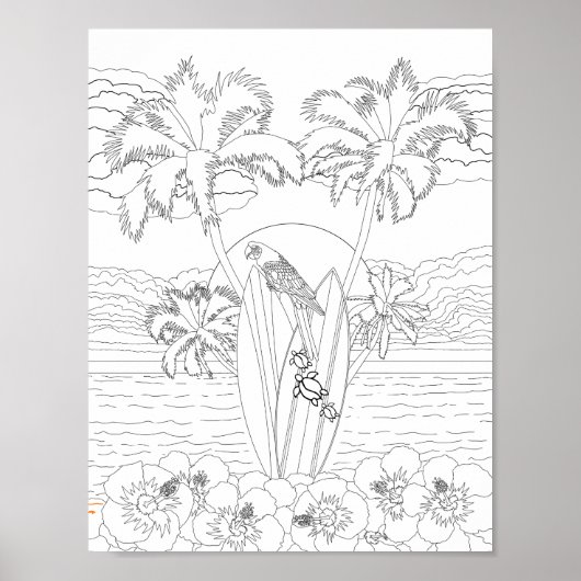 Strandsurfbretter für Erwachsene mit Farbplakat Poster (Vorne)