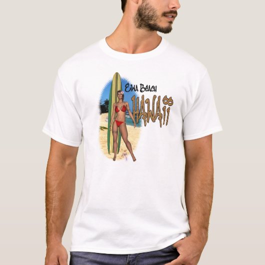 Strandsurfer-Mädchen-T - Shirt Hawaiis Ewa (Vorderseite)