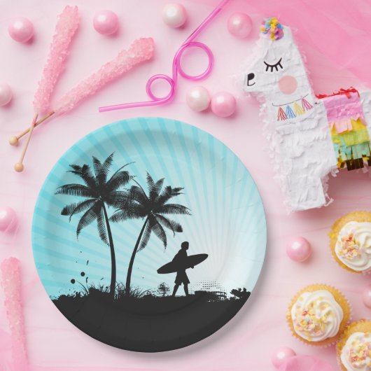 Strandsurfer-Papier-Teller Pappteller (Party)
