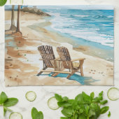 Strandszene Geschirrtuch (Gefaltet)