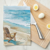 Strandszene Geschirrtuch (Viertel Falte)