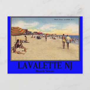 Strandszene, Lavallette, NJ 1940er Jahre, Vintage Postkarte