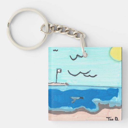 Strandszene Magnet Schlüsselanhänger (Vorderseite)