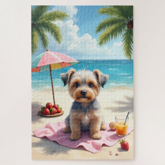 Strandszene mit Dandie Dinmont Terrier Puzzle (Vertikal)