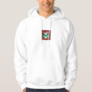 Strandszene mit roten Akzenten, Booten und Schiffe Hoodie
