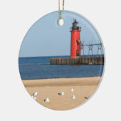 Strandszene mit Segel und Leuchtturm Keramik Ornament (Links)