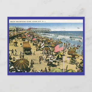 Strandszene, Ocean City NJ Vintage Postkarte