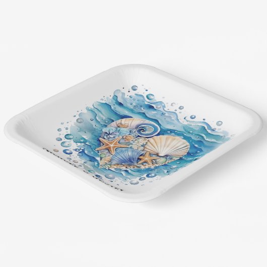 Strandszene Pappteller (Gewinkelt)