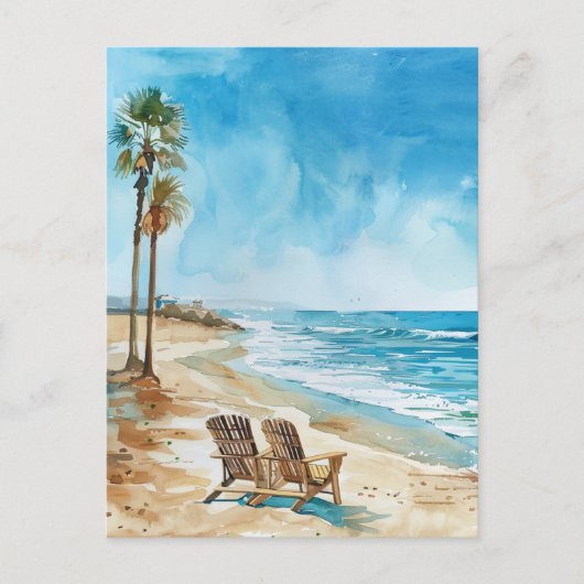 Strandszene Postkarte (Vorderseite)