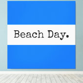 STRANDTAG BREITE Bright Blue White Summer Streifen Leinwanddruck (Insitu (Holzboden))