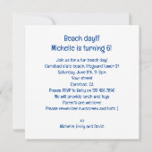 Strandtag, Geburtstagsparty am Strand, Delphin Einladung (Rückseite)