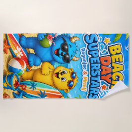 Strandtag Superstars Bunter Monster Sommer Spaß Strandtuch