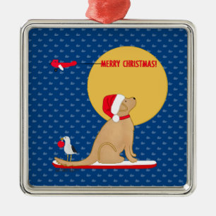 Strandtag Surfen Golden Santa Hund Weihnachtsdekor Ornament Aus Metall