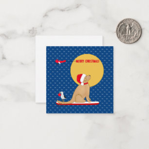 Strandtag-Wale-Surfen-Goldener-Santa-Hund-Set Mitteilungskarte