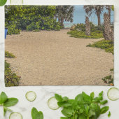Strandtage, bedeckt, Strand Willkommen Geschirrtuch (Gefaltet)