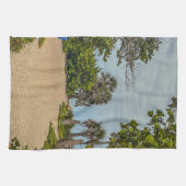 Strandtage, bedeckt, Strand Willkommen Geschirrtuch (Horizontal)