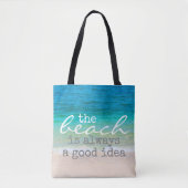 Strandtasche Meer und Sand mit Text Tasche (Vorderseite)