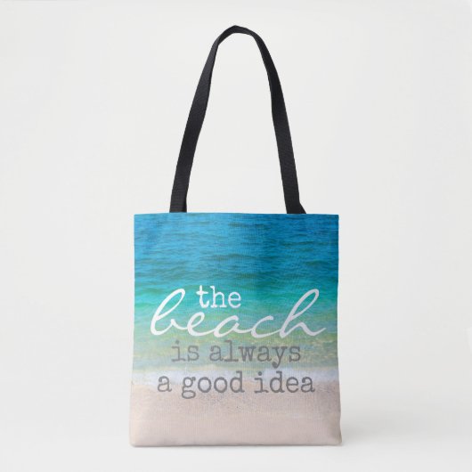 Strandtasche Meer und Sand mit Text Tasche (Vorderseite)