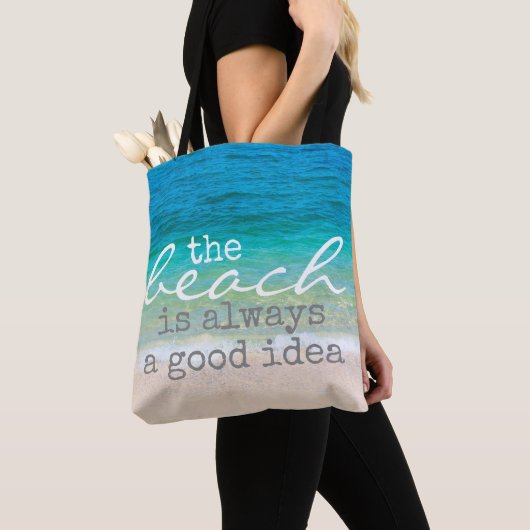 Strandtasche Meer und Sand mit Text Tasche (Von Nahem)