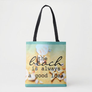 Strandtaschen Muscheln und Sand mit Text Tasche