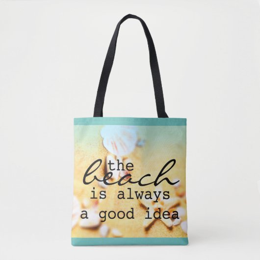 Strandtaschen Muscheln und Sand mit Text Tasche (Vorderseite)