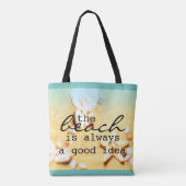 Strandtaschen Muscheln und Sand mit Text Tasche (Rückseite)
