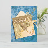 Strandthema Aqua Elfenbeinküste Verlobung Einladung (Stehend Vorderseite)