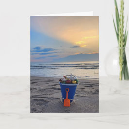 Strandthema gefaltete Ferienkarte mit Sonnenaufgan Einladung