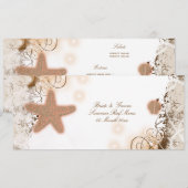 Strandthemahochzeit ~ Menüschablone Menükarte (Vorne/Hinten)