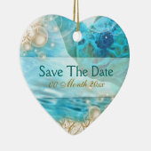 Strandthemahochzeit "Save the Date" Schildkröte Keramik Ornament (Rechts)