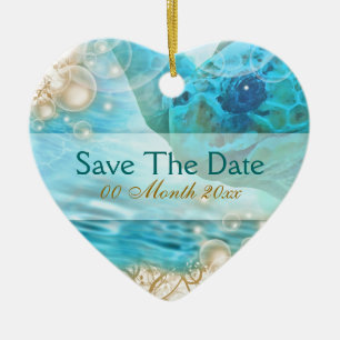 Strandthemahochzeit "Save the Date" Schildkröte Keramik Ornament