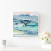 Strandtides II Quadratische Wanduhr (Zuhause)