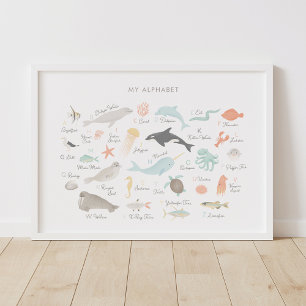 Strandtier-Alphabet-Nursery-Dekor Poster