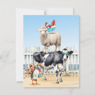 Strandtiere Grüße flache Karte