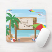 Strandtouren, Drachen, Sonnenschirme und Palmen Mousepad (Mit Mouse)