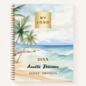 Strandtropische Palmen - Wellen des Firmenlogos Notizblock (Vorderseite)