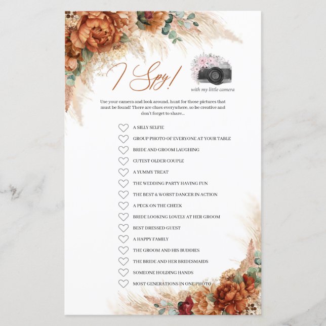 Strandtropische Terracotta burgundy pampas I Spy (Vorderseite)