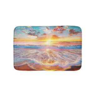 Strandtropischer Sonnenuntergang Badezimmer Fußbod Badematte