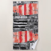 Strandtuch – abstraktes Design in Rotpuls (Vorderseite)