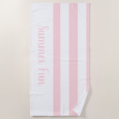Strandtuch Feder Pastell Rosa & Weiß gestreift (Vorderseite)