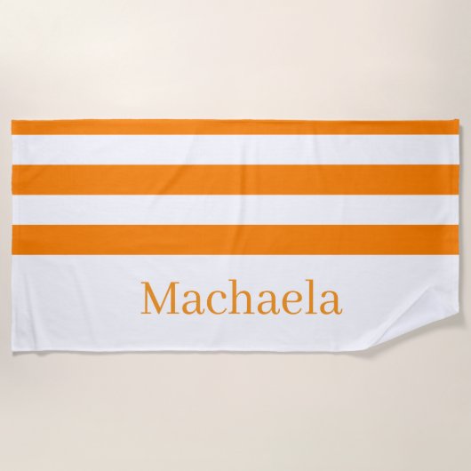 Strandtuch Federorange & Weiß gestreift (Vorderseite)