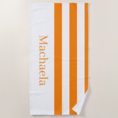 Strandtuch Federorange & Weiß gestreift (Vorderseite)